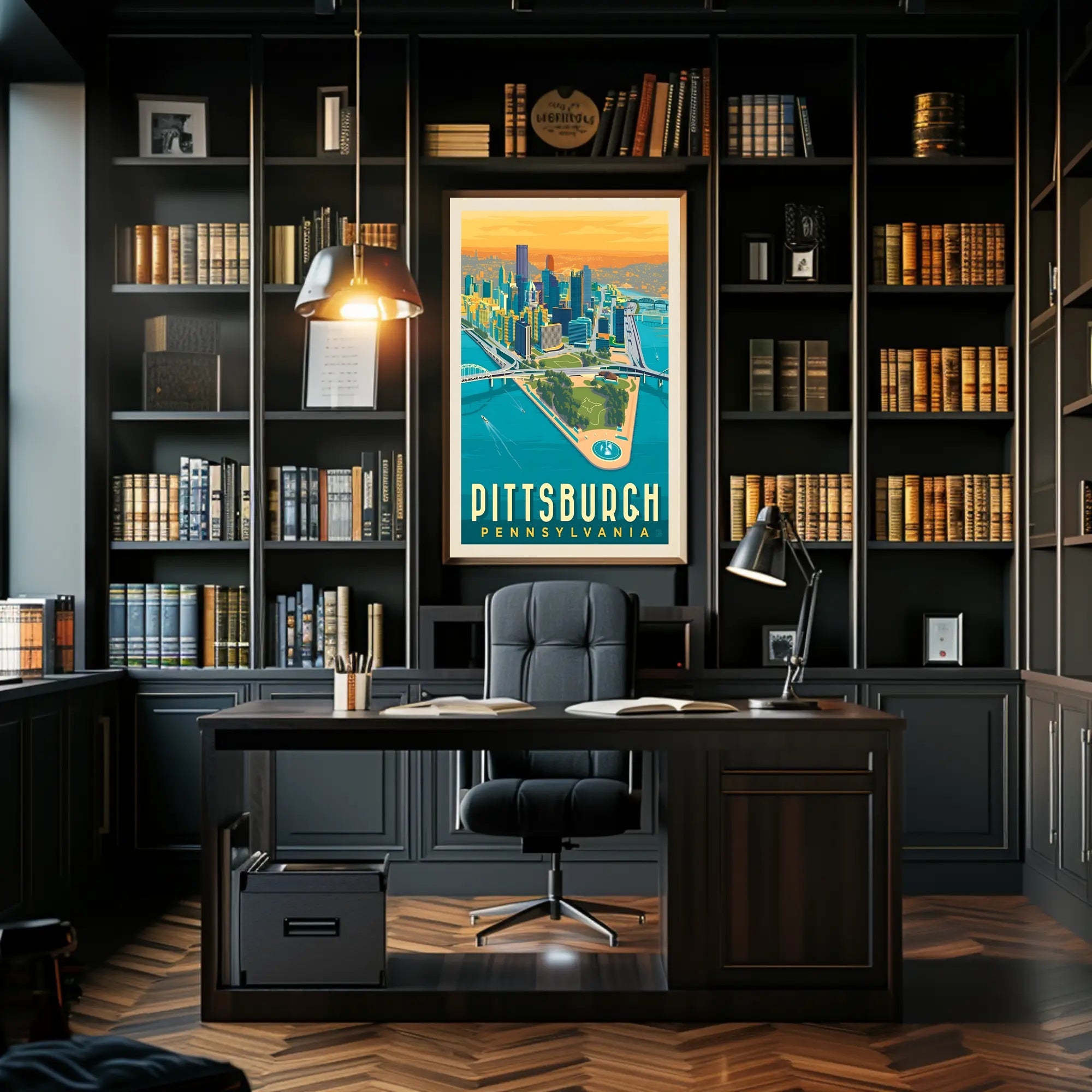 Pittsburgh Skyline Retro Travel Poster PosterGoat