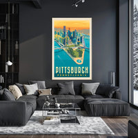 Pittsburgh Skyline Retro Travel Poster PosterGoat