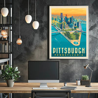 Pittsburgh Skyline Retro Travel Poster PosterGoat