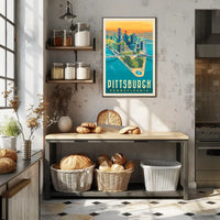Pittsburgh Skyline Retro Travel Poster PosterGoat