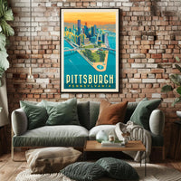 Pittsburgh Skyline Retro Travel Poster PosterGoat