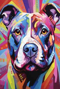 Playful Abstract Pit Bull Art Dog Breed Poster PosterGoat