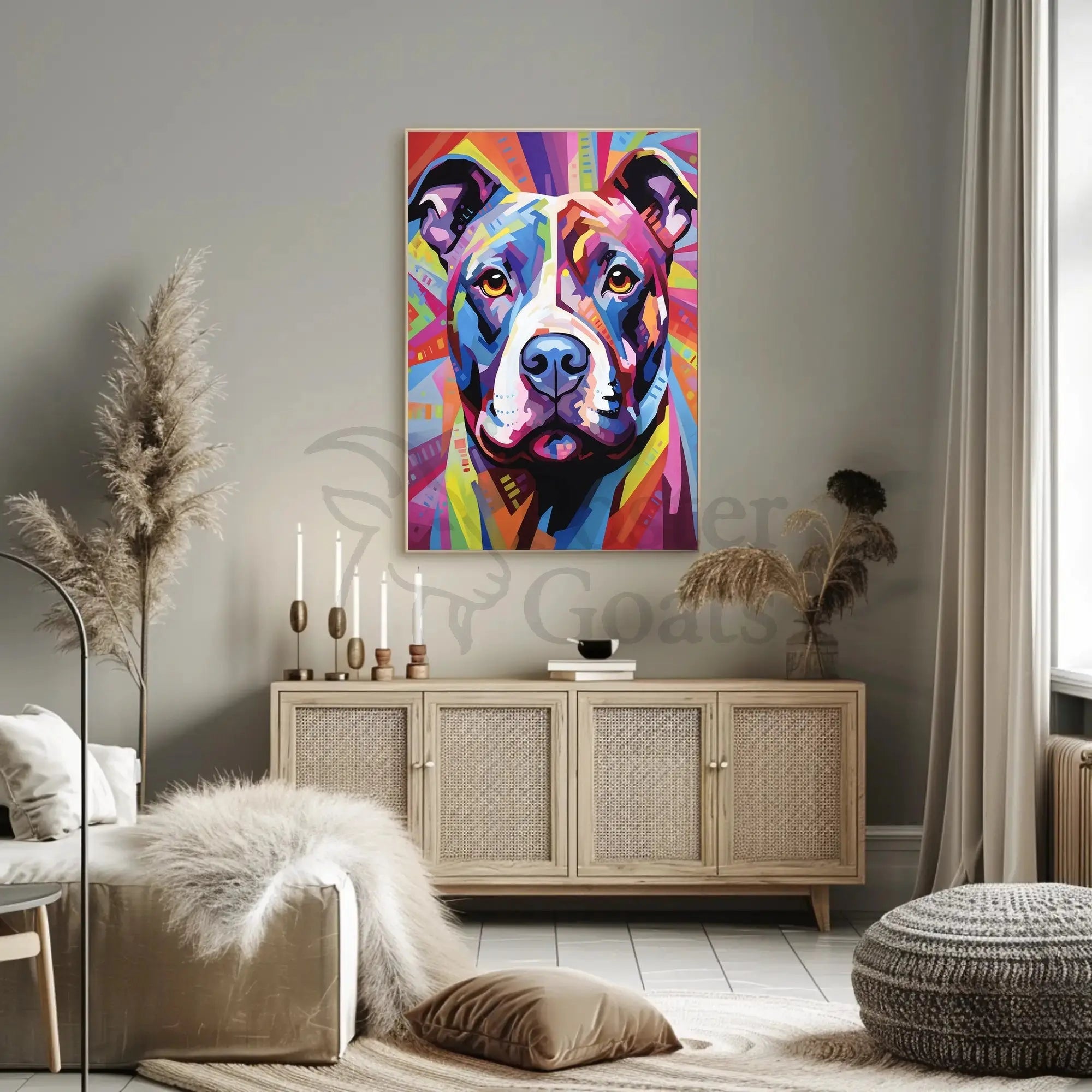 Playful Abstract Pit Bull Art Dog Breed Poster PosterGoat