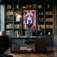 Playful Abstract Pit Bull Art Dog Breed Poster PosterGoat