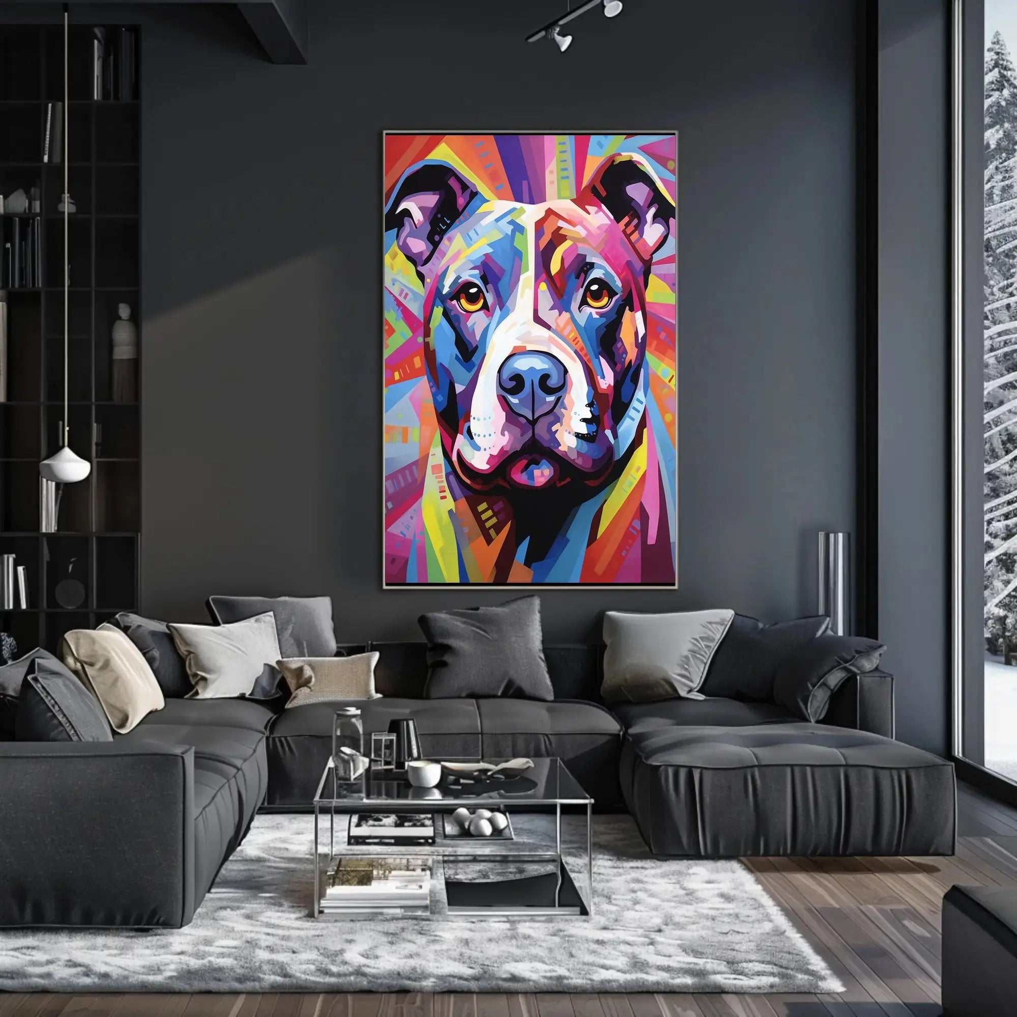 Playful Abstract Pit Bull Art Dog Breed Poster PosterGoat