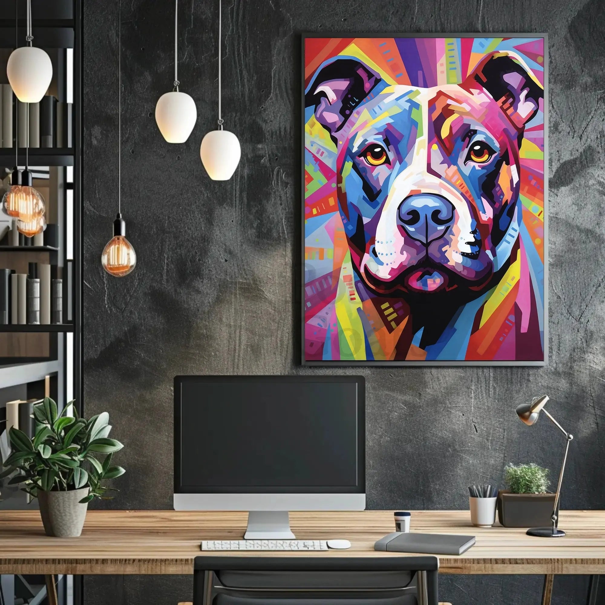 Playful Abstract Pit Bull Art Dog Breed Poster PosterGoat