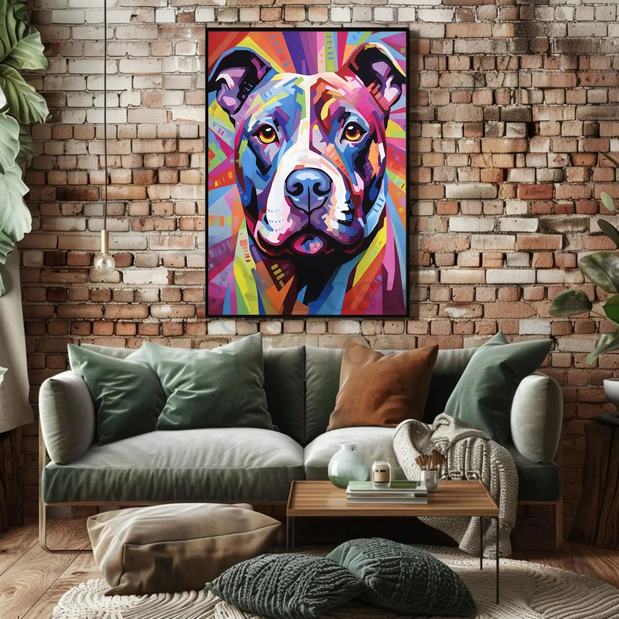 Playful Abstract Pit Bull Art Dog Breed Poster PosterGoat