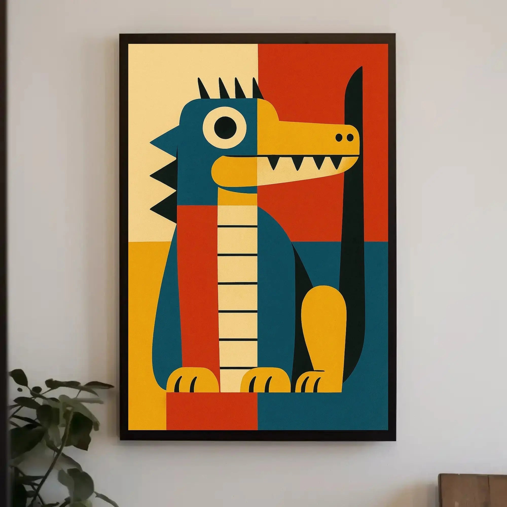 Playful Cartoon Animal Geometric Art Animal Poster PosterGoat