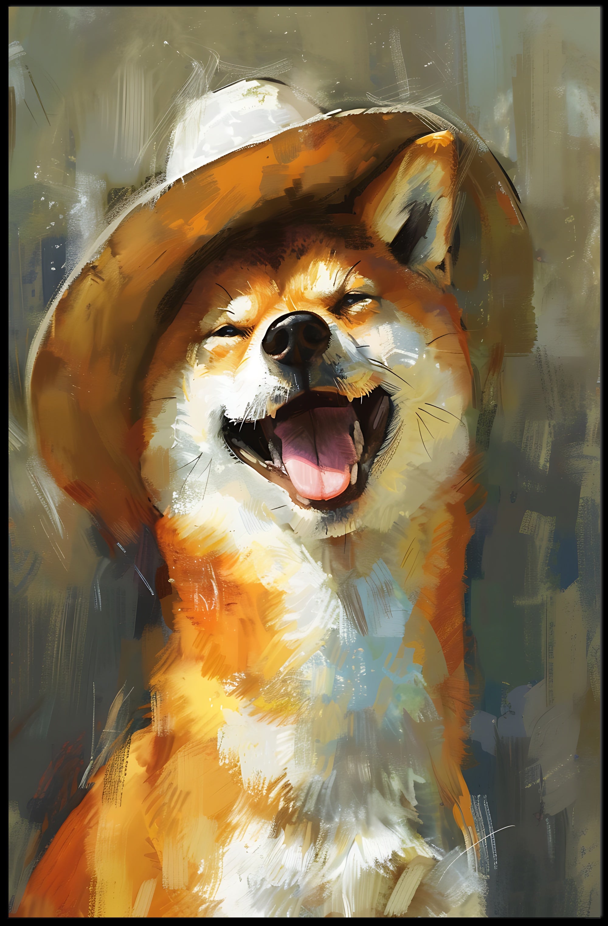 Playful Shiba Inu Cowboy Hat Dog Breed Poster PosterGoat