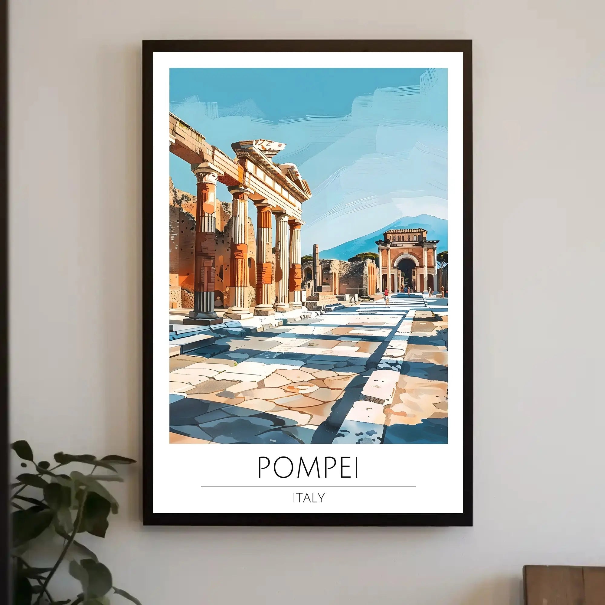 Pompeii Ruins Travel Poster with Classical Architecture in Italy PosterGoat