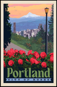 Portland City of Roses Vintage Travel Poster PosterGoat