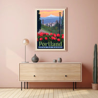 Portland City of Roses Vintage Travel Poster PosterGoat