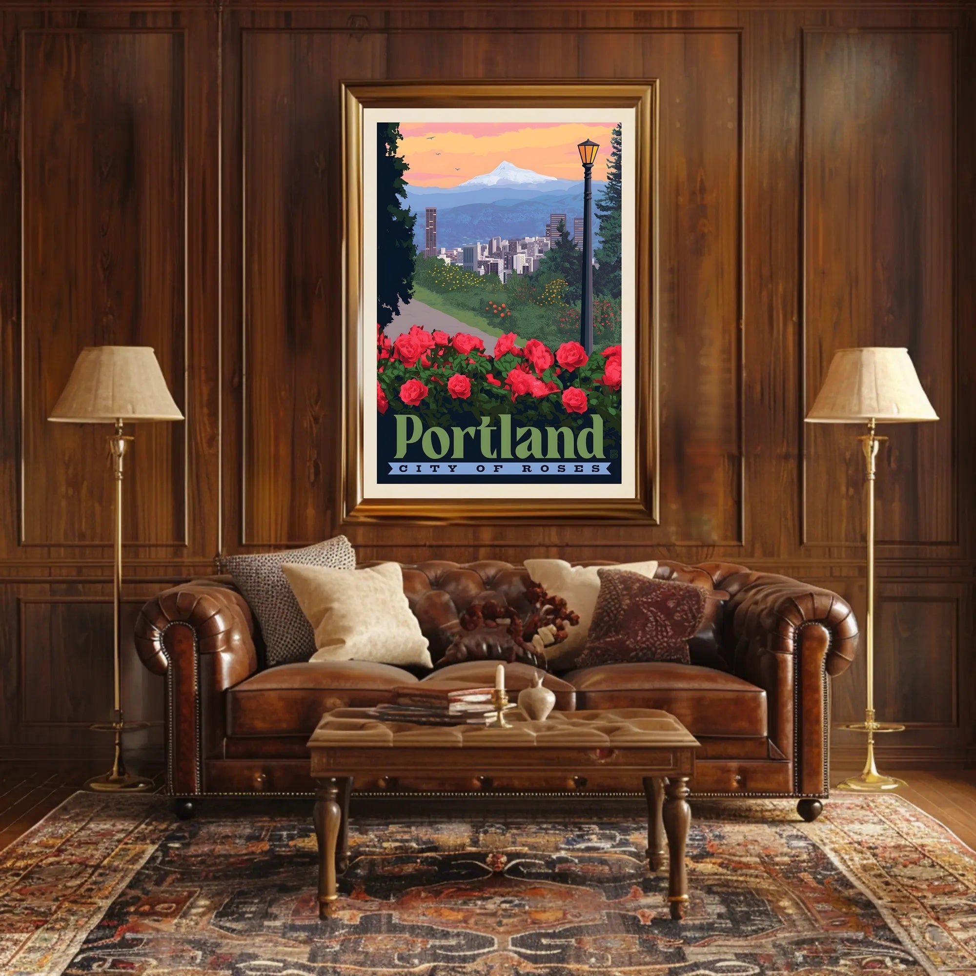 Portland City of Roses Vintage Travel Poster PosterGoat