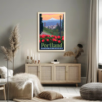Portland City of Roses Vintage Travel Poster PosterGoat