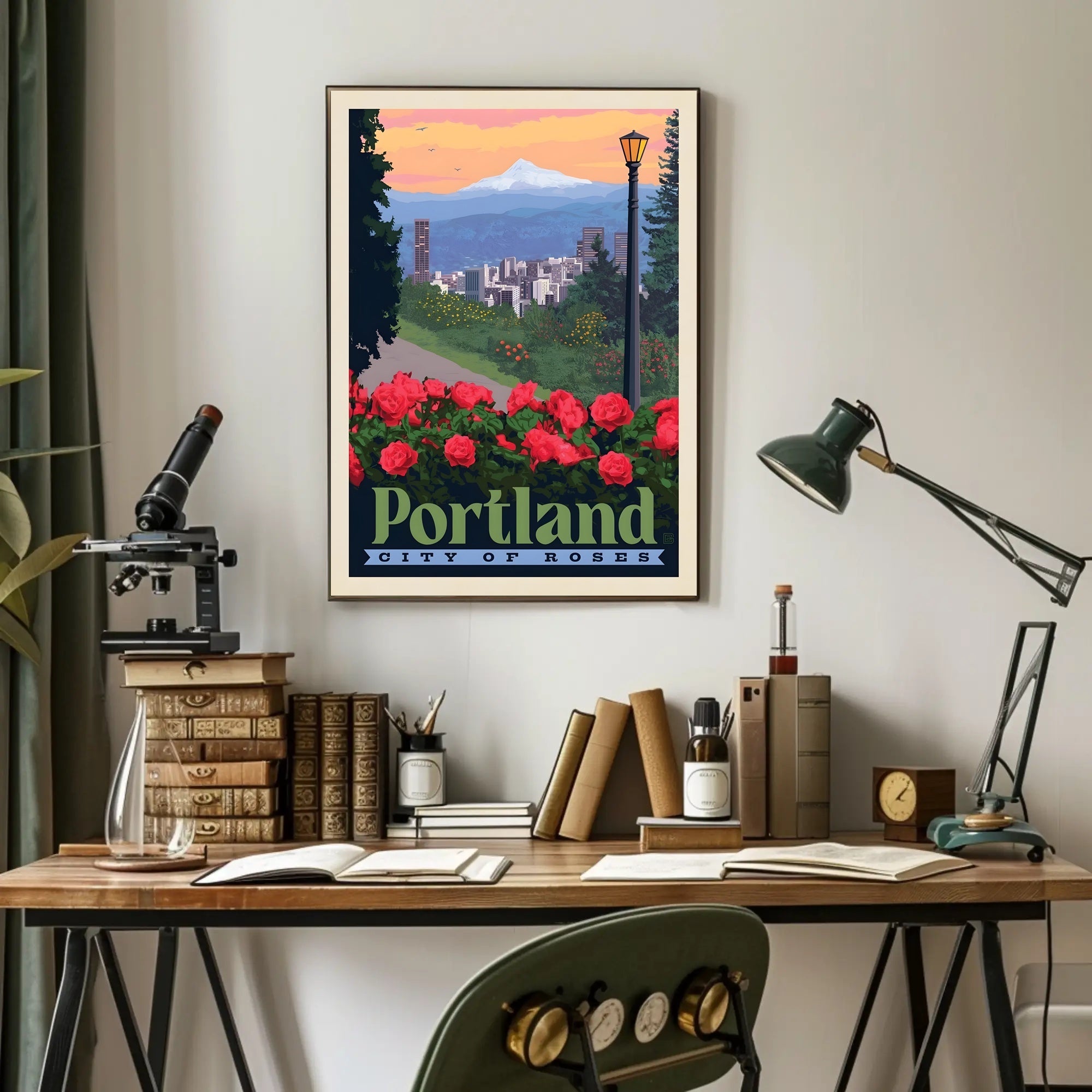 Portland City of Roses Vintage Travel Poster PosterGoat