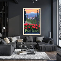 Portland City of Roses Vintage Travel Poster PosterGoat