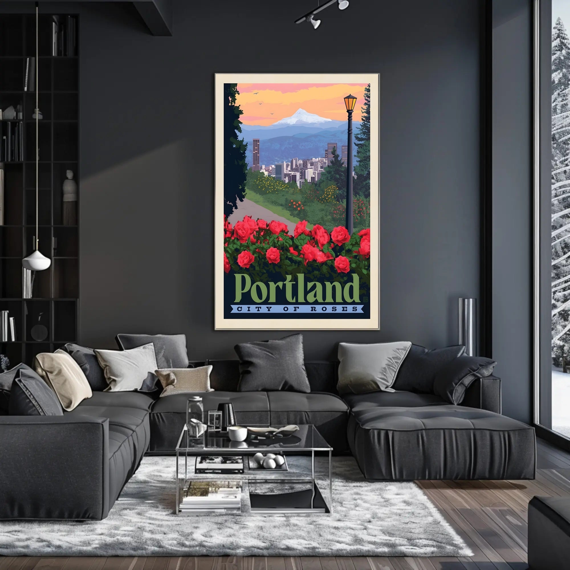 Portland City of Roses Vintage Travel Poster PosterGoat