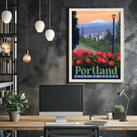 Portland City of Roses Vintage Travel Poster PosterGoat