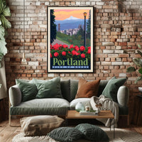 Portland City of Roses Vintage Travel Poster PosterGoat
