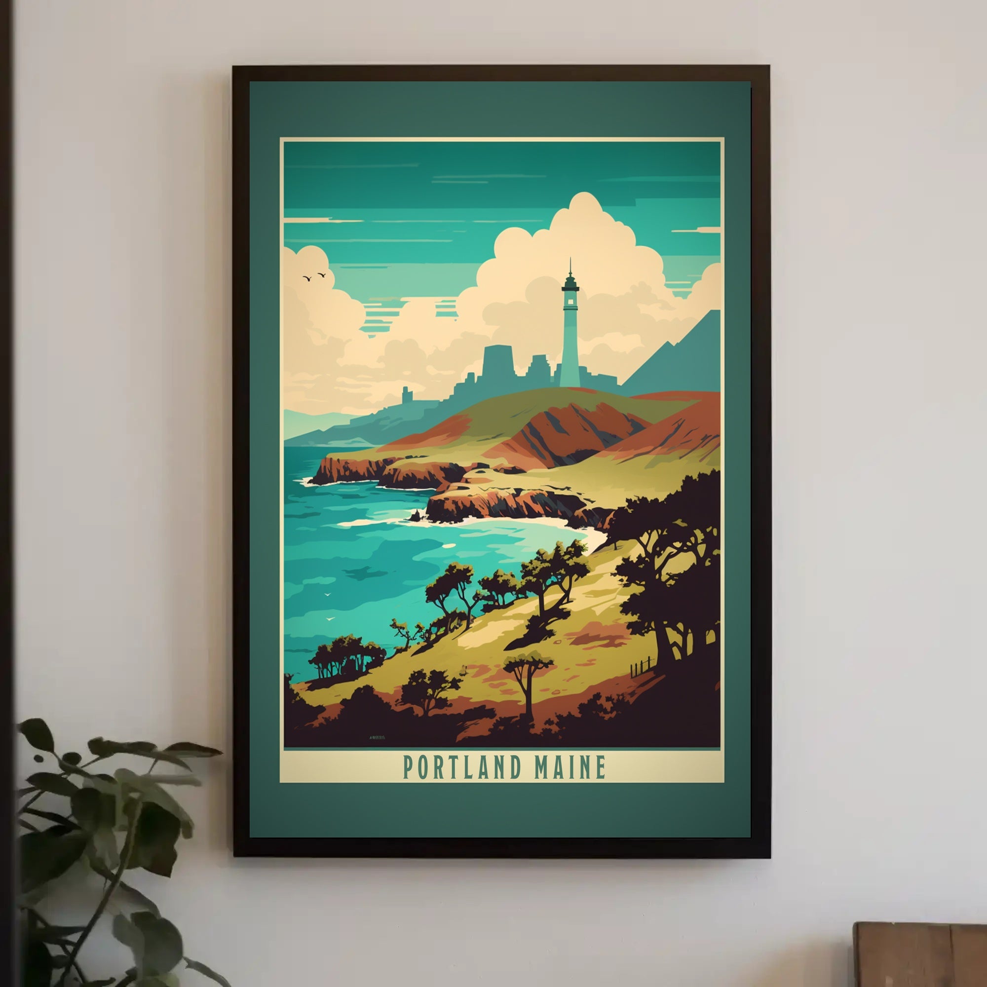 Portland Maine Lighthouse Scenic Vintage Travel Poster PosterGoat