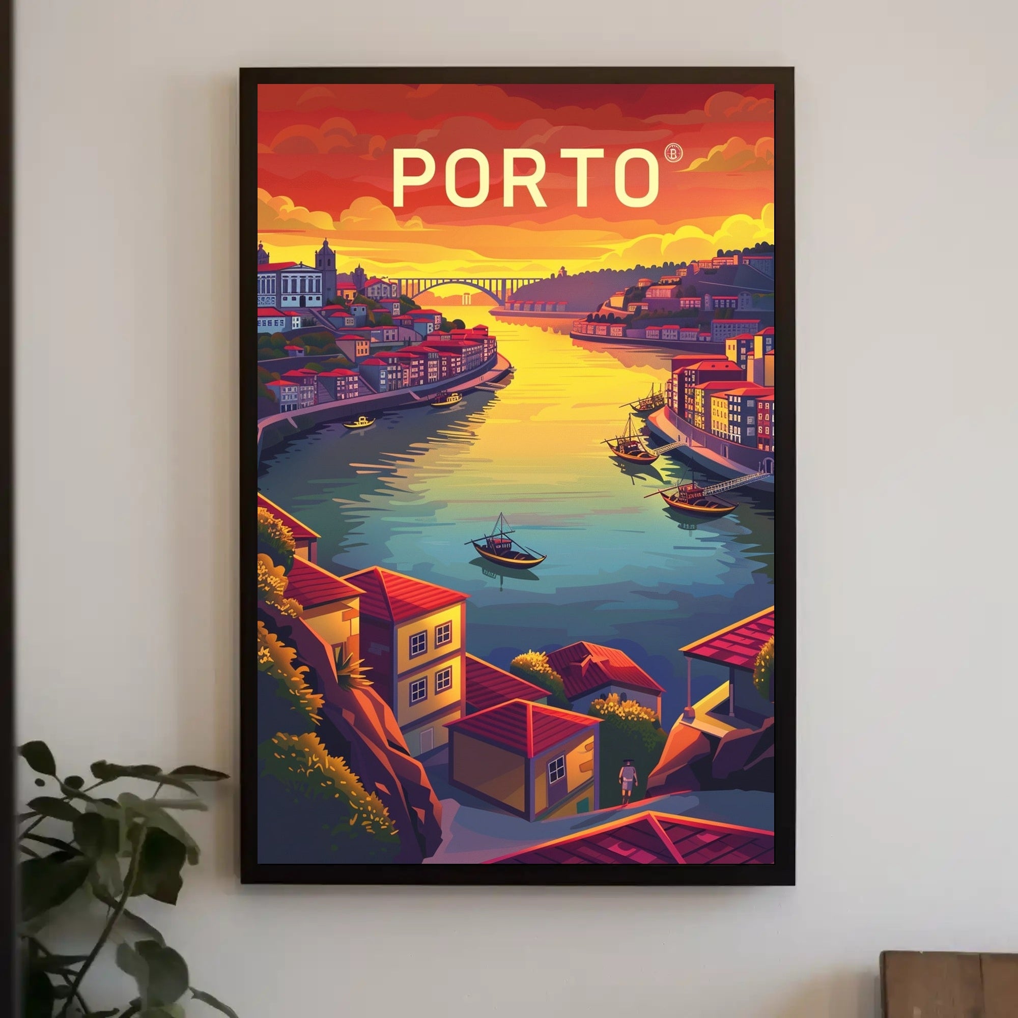 Porto Riverside View: Sunset Cityscape Travel Poster PosterGoat