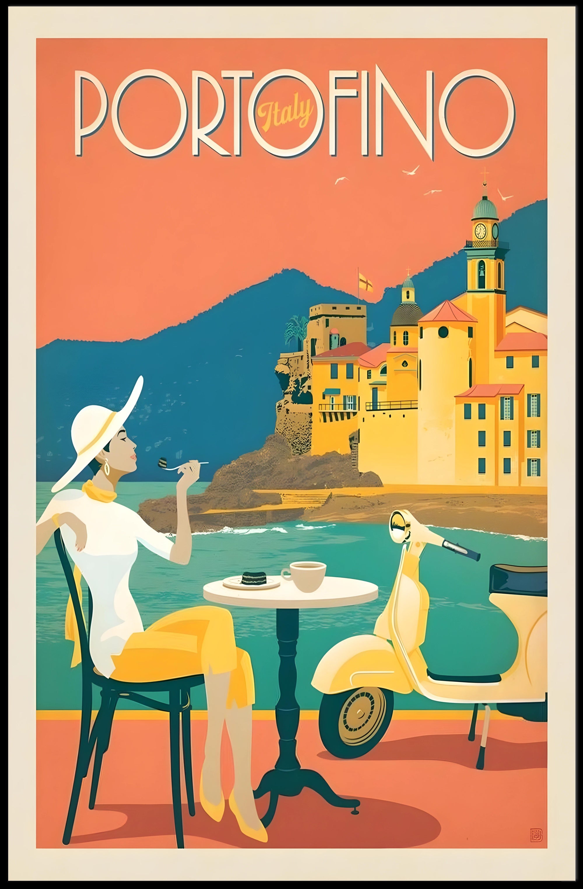 Portofino Vintage Travel Poster Celebrating Italian Coastal Elegance PosterGoat