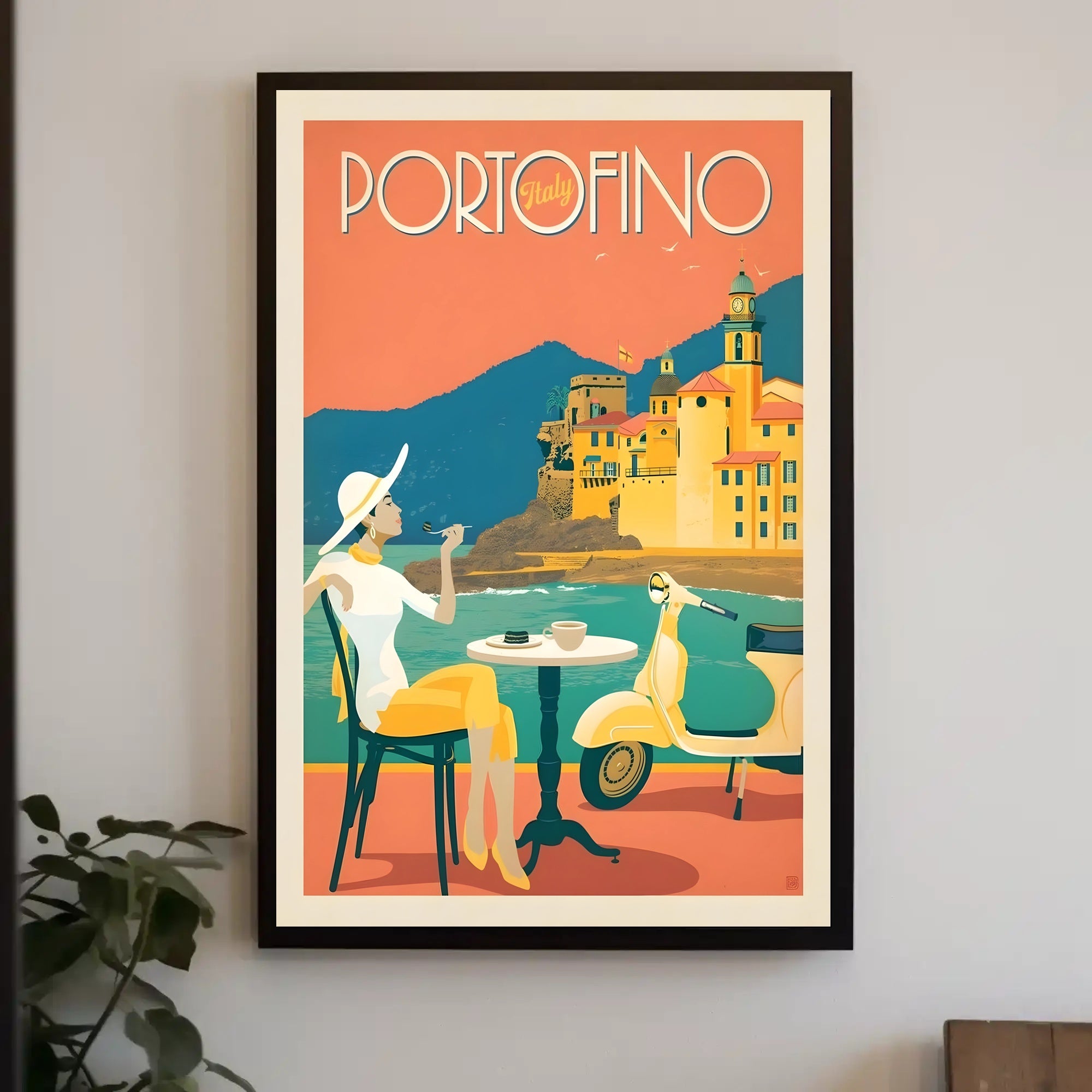 Portofino Vintage Travel Poster Celebrating Italian Coastal Elegance PosterGoat