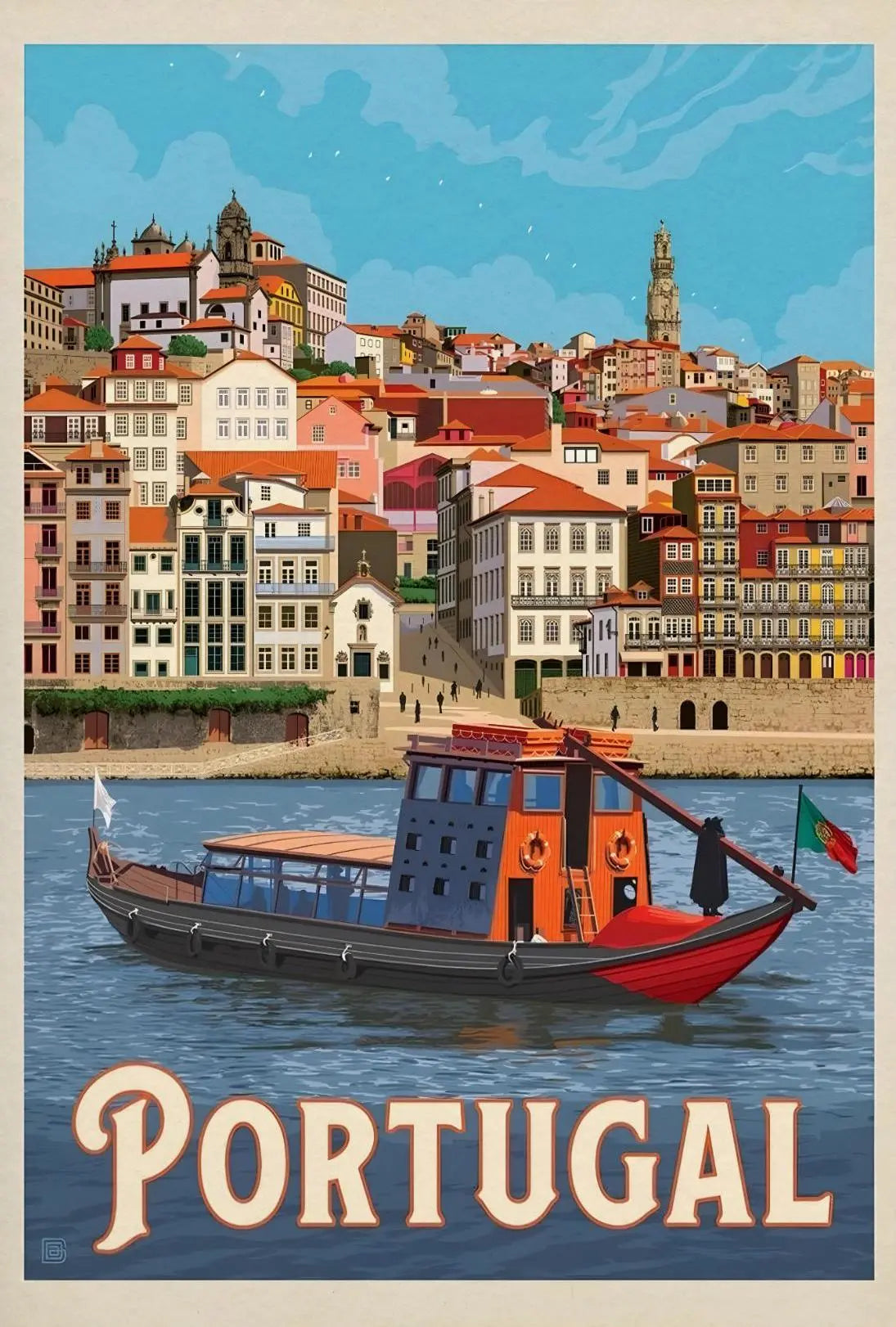 Portugal Riverside Charm Vintage Travel Poster PosterGoat