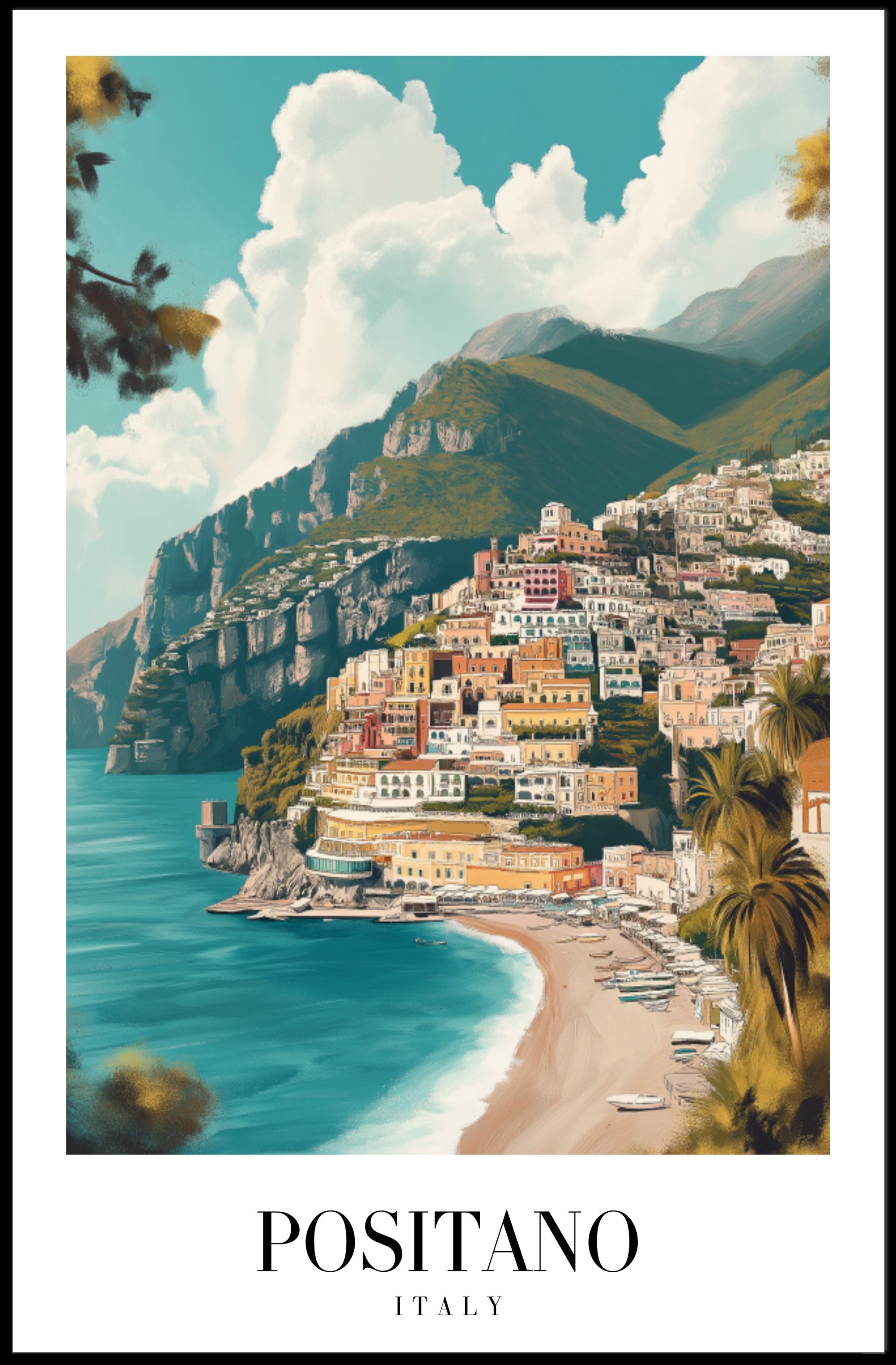 Positano Dreamscape: Vibrant Travel Poster PosterGoat