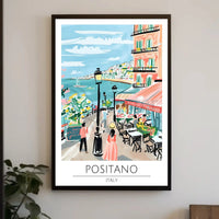 Positano Vibrant Street Scene Vintage Travel Poster PosterGoat