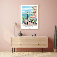 Positano Vibrant Street Scene Vintage Travel Poster PosterGoat