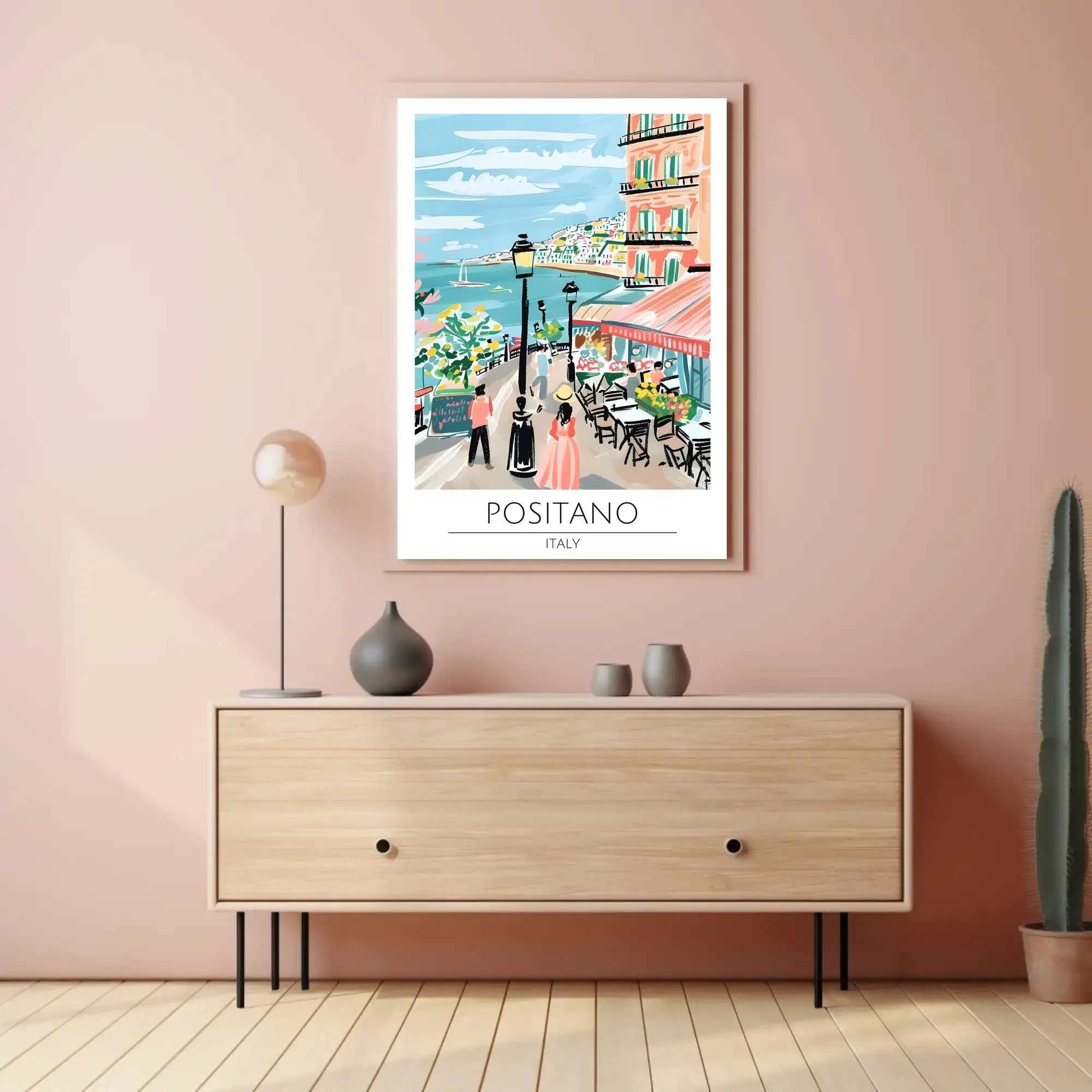 Positano Vibrant Street Scene Vintage Travel Poster PosterGoat