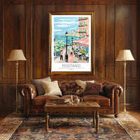 Positano Vibrant Street Scene Vintage Travel Poster PosterGoat