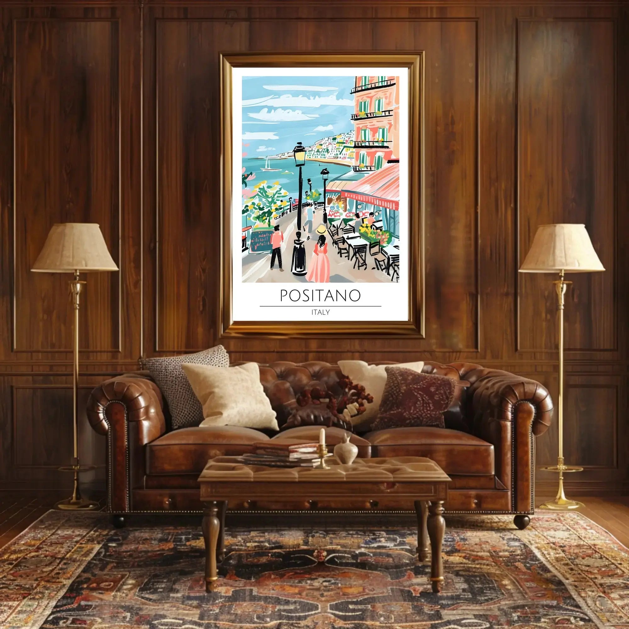 Positano Vibrant Street Scene Vintage Travel Poster PosterGoat