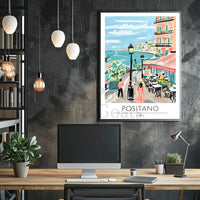 Positano Vibrant Street Scene Vintage Travel Poster PosterGoat