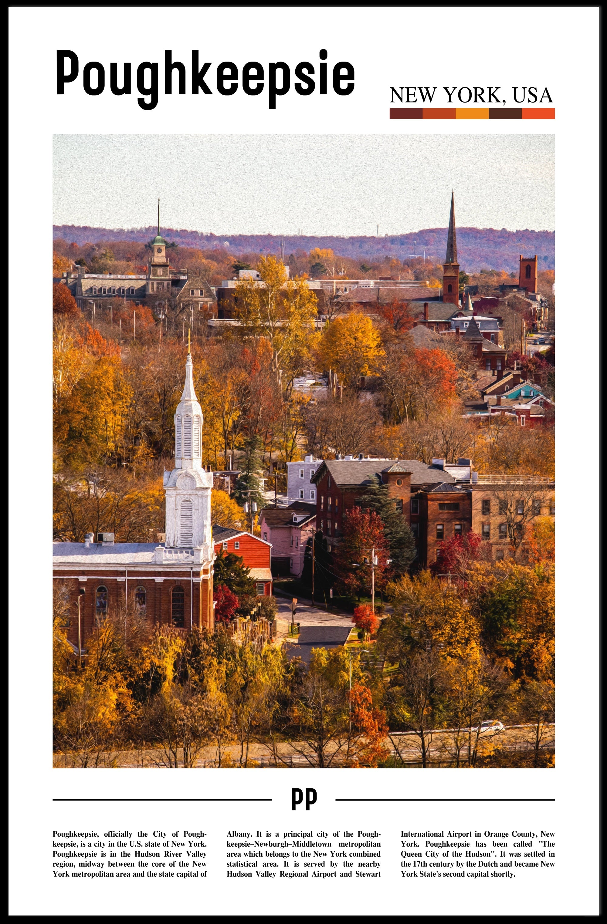 Poughkeepsie Autumn Foliage Scenic Travel Poster PosterGoat