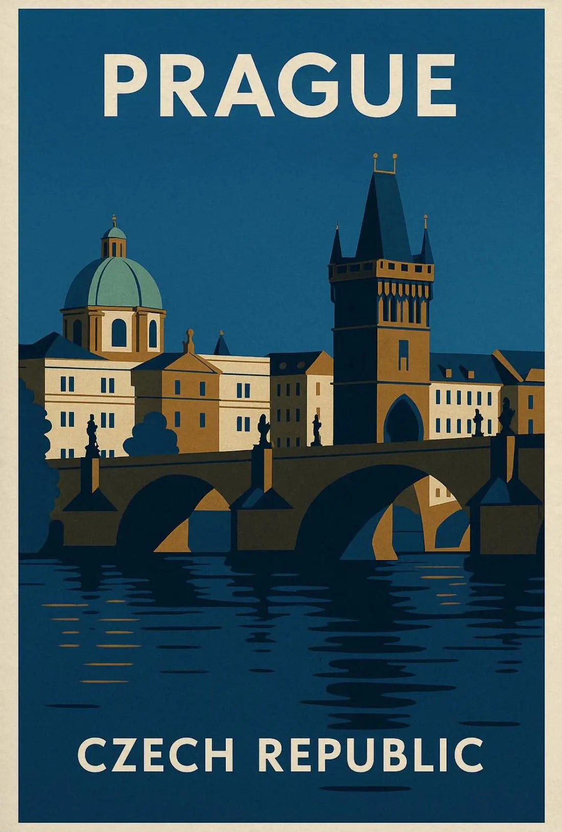 Prague Architectural Elegance Vintage Travel and Heritage Poster PosterGoat