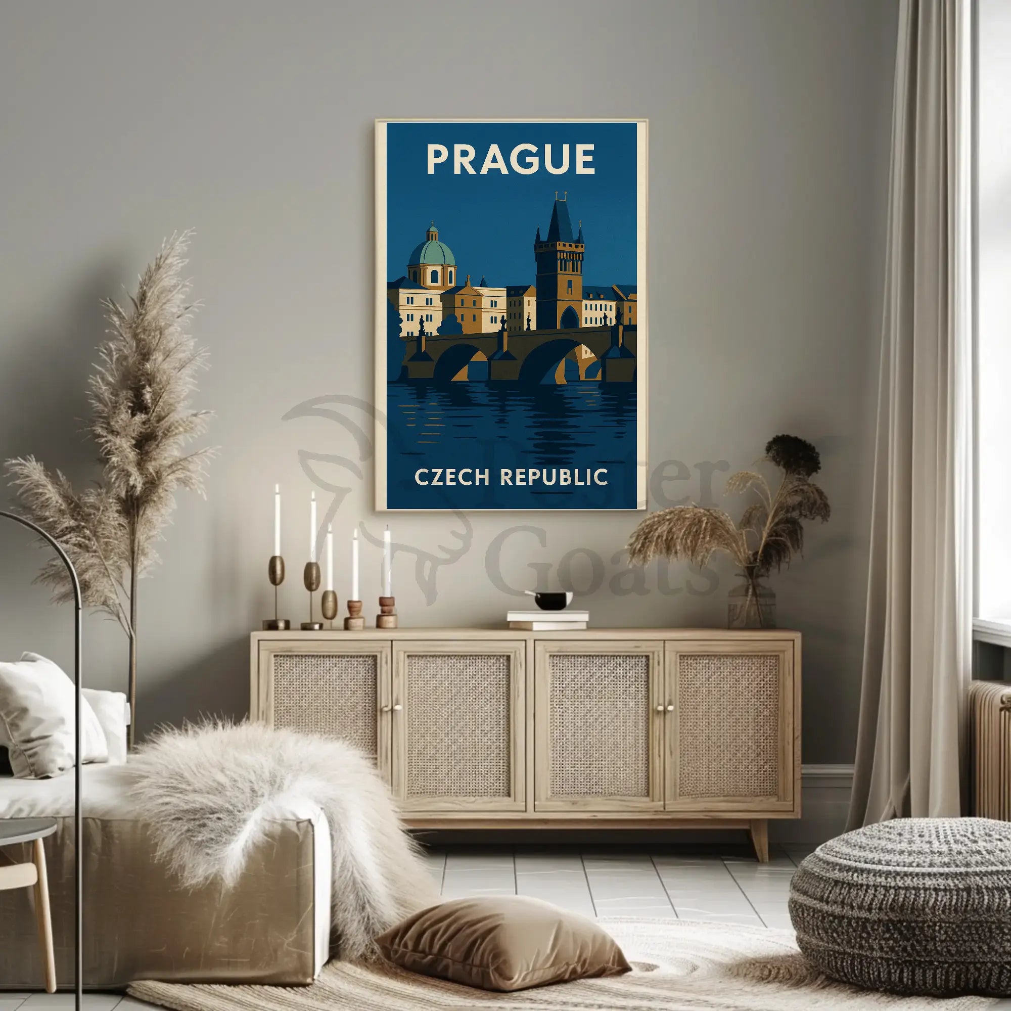 Prague Architectural Elegance Vintage Travel and Heritage Poster PosterGoat