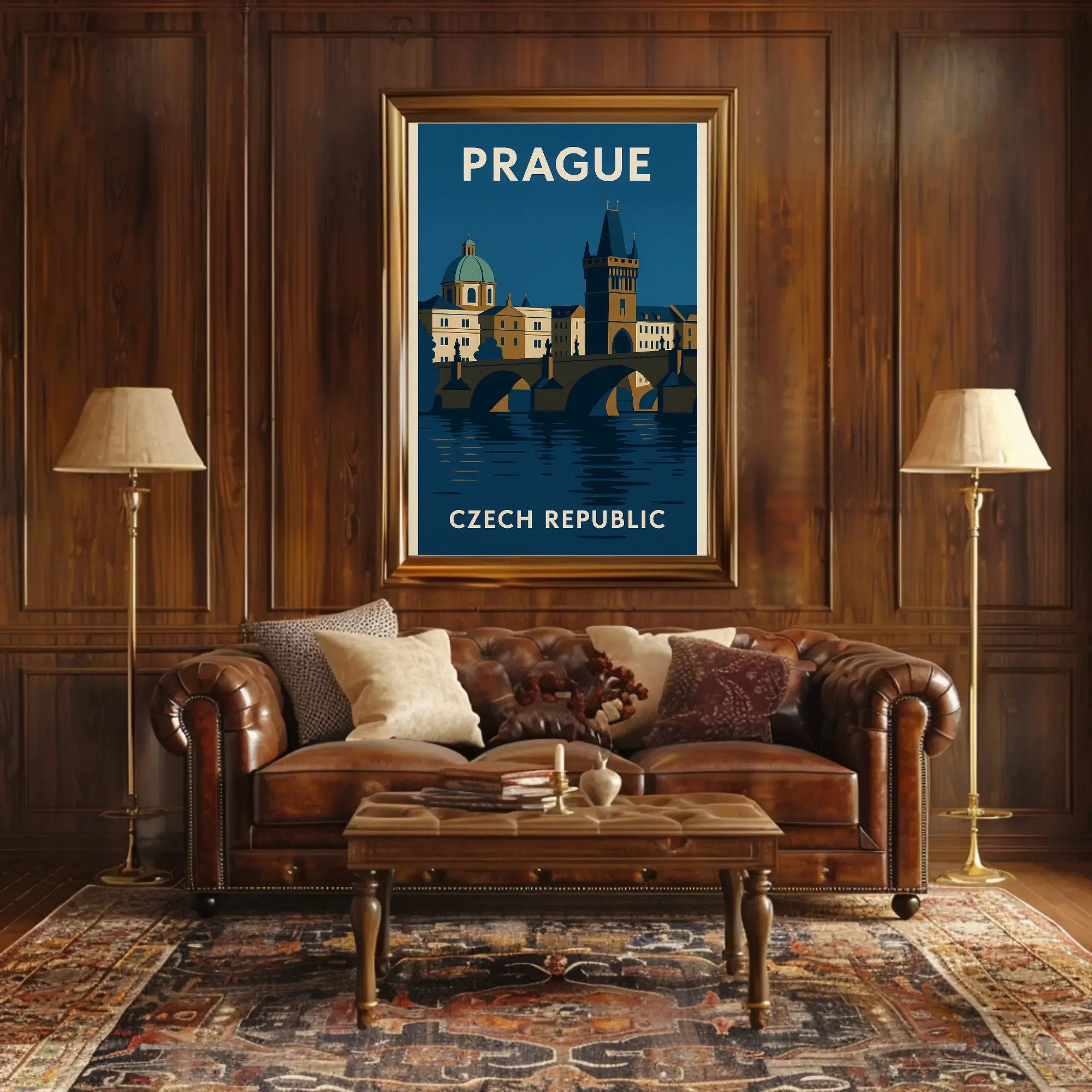 Prague Architectural Elegance Vintage Travel and Heritage Poster PosterGoat