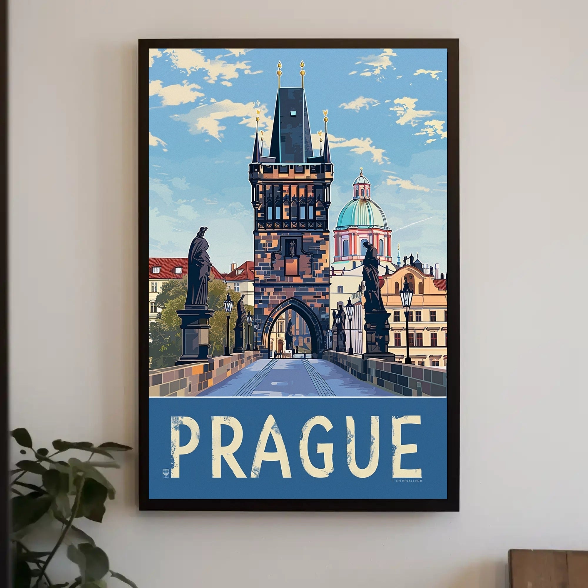 Prague Charles Bridge Travel Artwork - Urban or Cityscape Poster PosterGoat