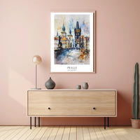 Prague Landmark Watercolor Travel Poster PosterGoat