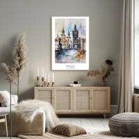 Prague Landmark Watercolor Travel Poster PosterGoat
