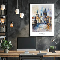 Prague Landmark Watercolor Travel Poster PosterGoat