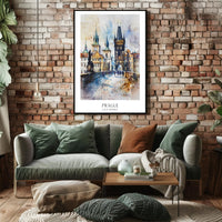 Prague Landmark Watercolor Travel Poster PosterGoat