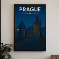 Prague Nightscape: Historic Beauty Travel Poster PosterGoat