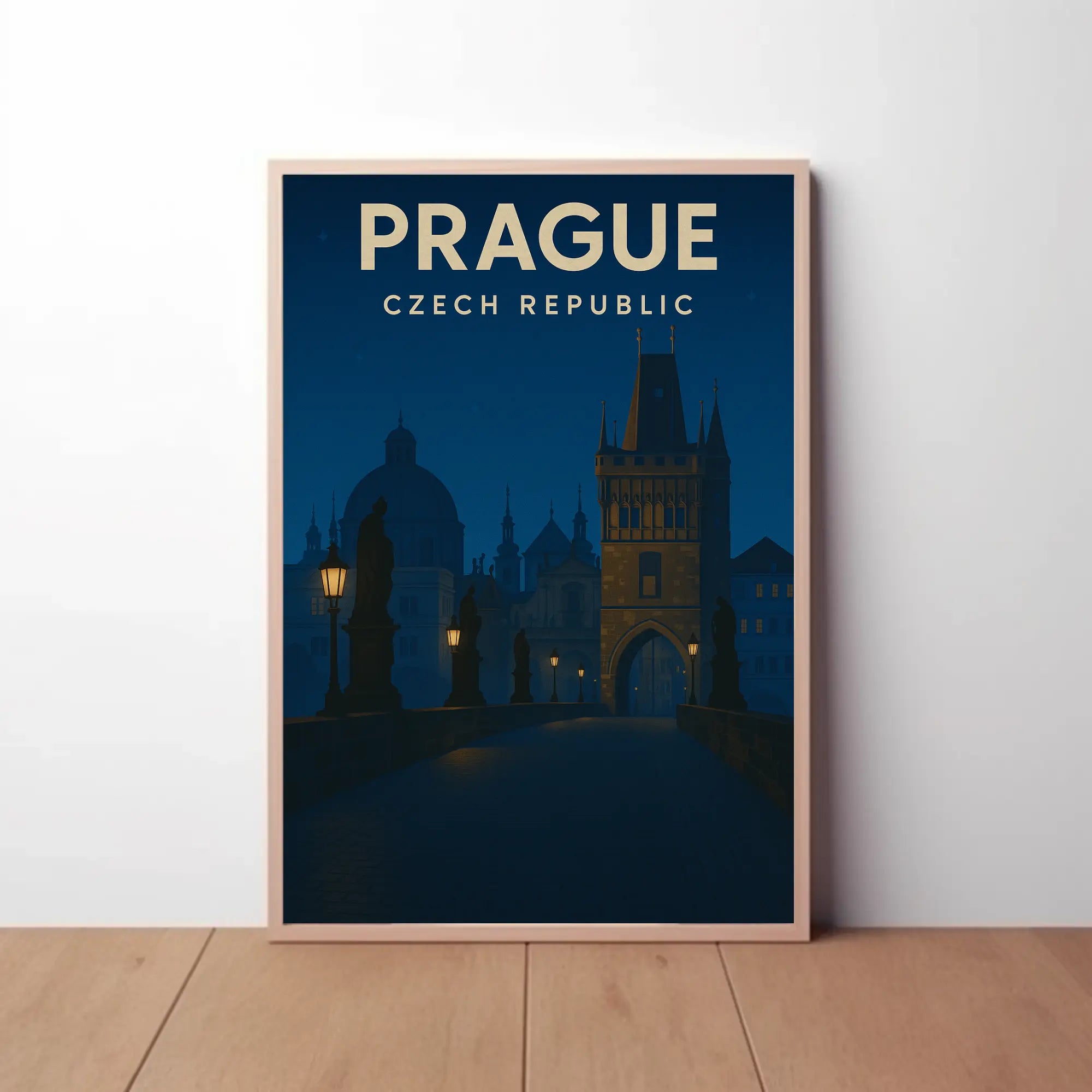 Prague Nightscape: Historic Beauty Travel Poster PosterGoat