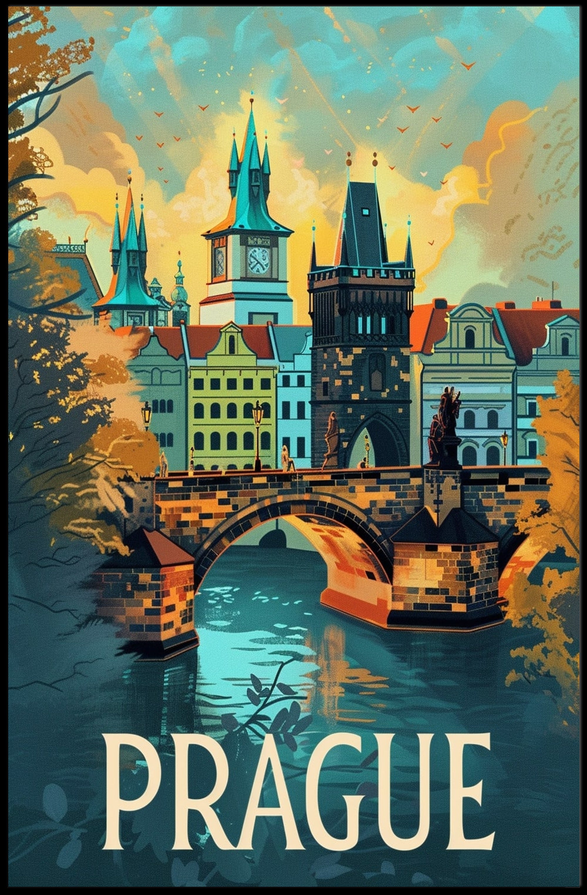 Prague Scenic View Travel Poster PosterGoat