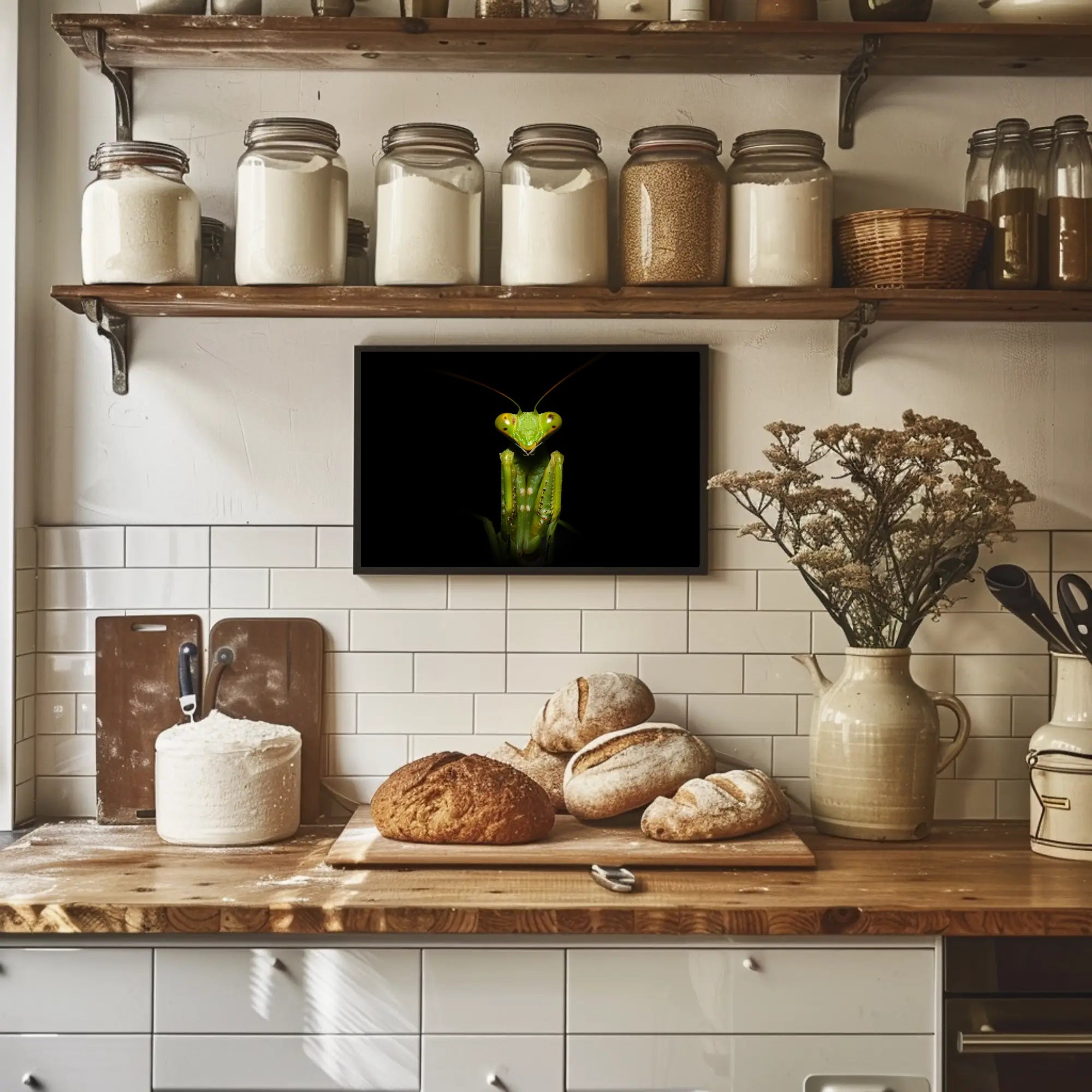 Praying Mantis Striking Green Art Display: Animal Poster PosterGoat