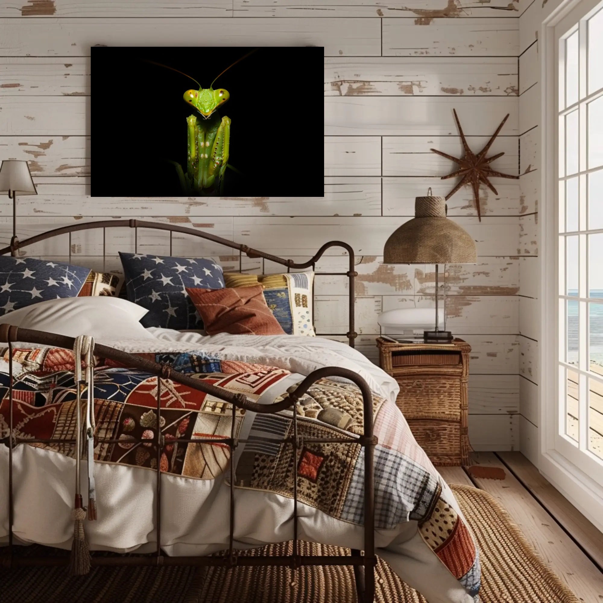 Praying Mantis Striking Green Art Display: Animal Poster PosterGoat