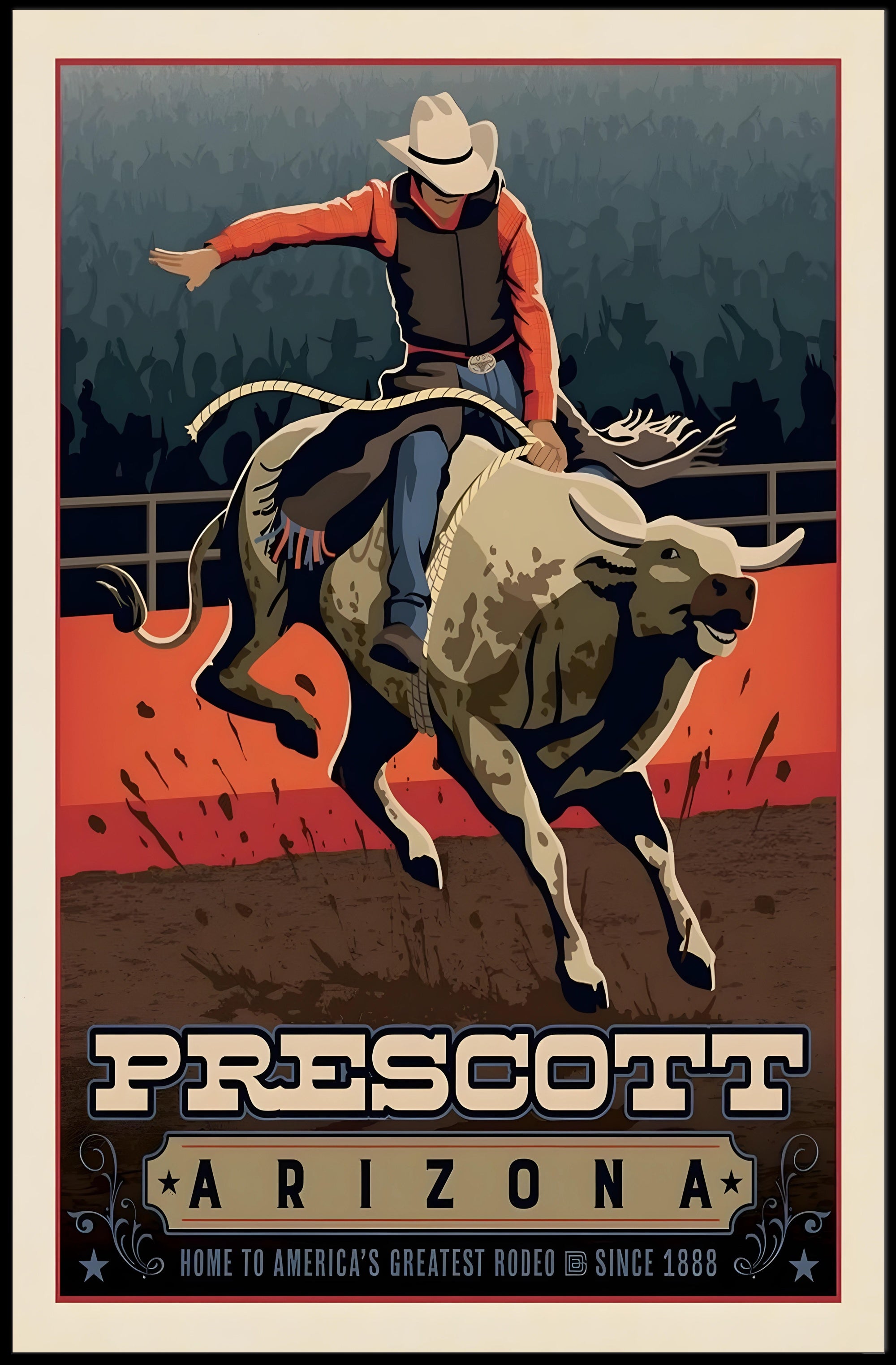 Prescott Rodeo Lifestyle Vintage Art Sports Poster PosterGoat